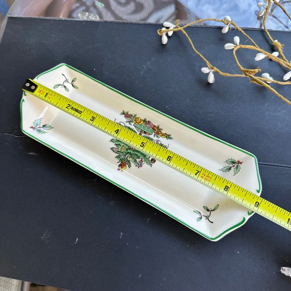 Vintage Spode England Christmas Tree Mint Candy Cracker Serving  Tray 9